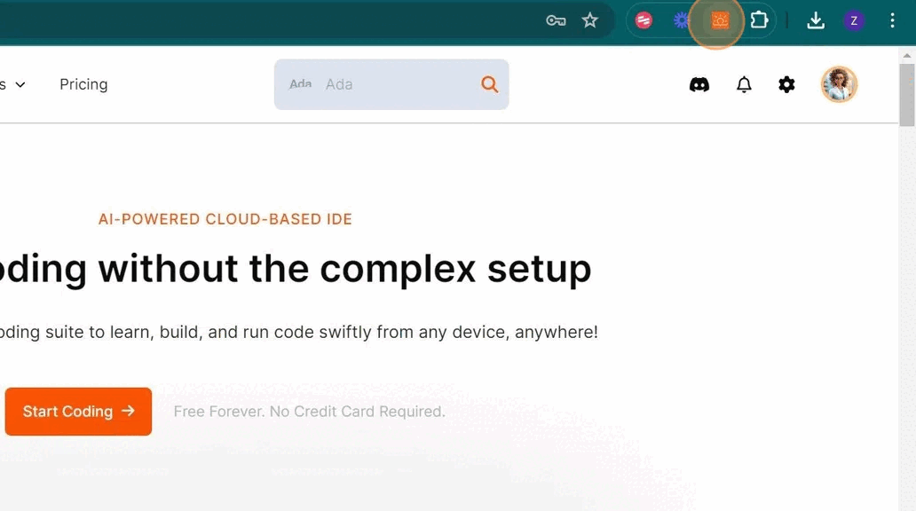 Account in JDoodle Browser Extension