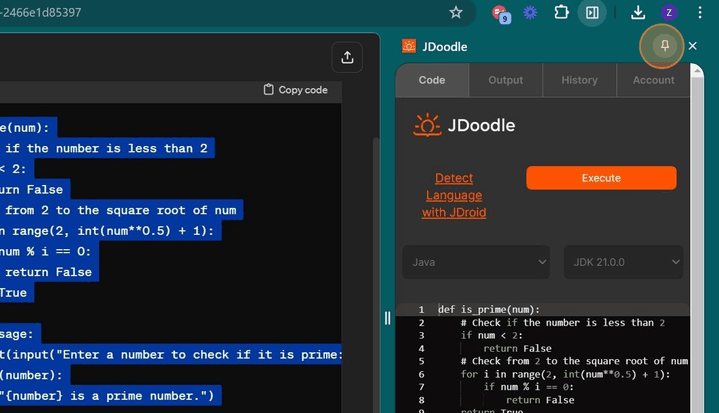 Pin JDoodle Chrome Extension